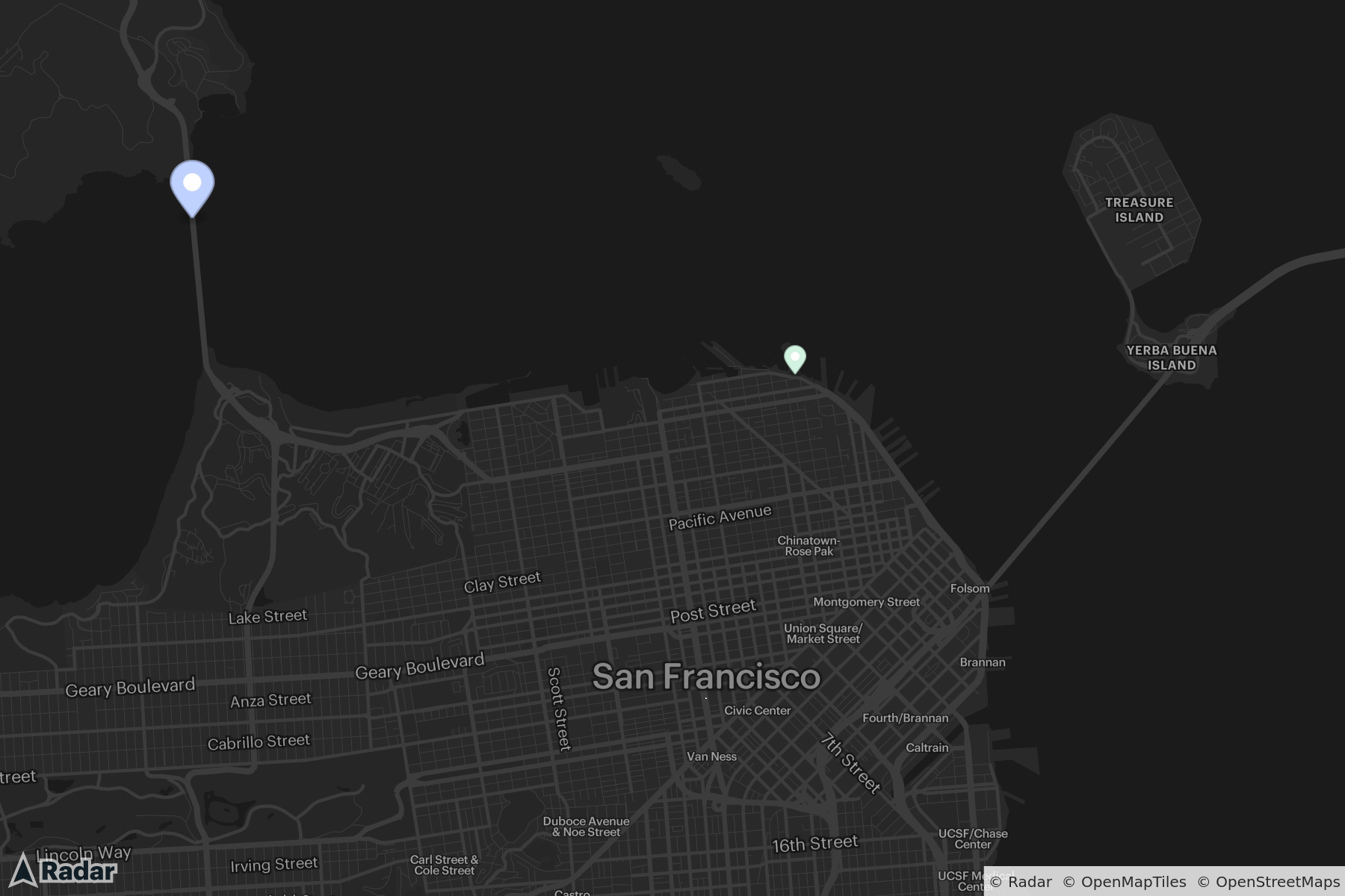 Radar Static Map over San Francisco